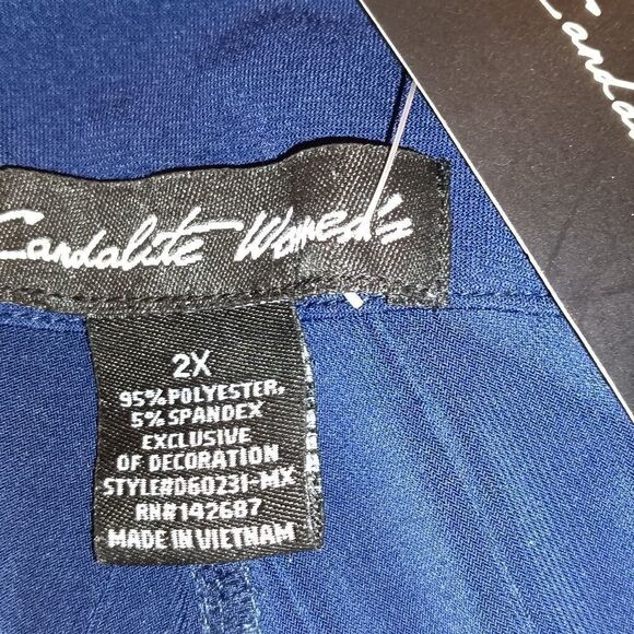 Navy Crisscross Patterned Evening Gown Plus Sz 16 - Beaded Neckline - Picture 12 of 13